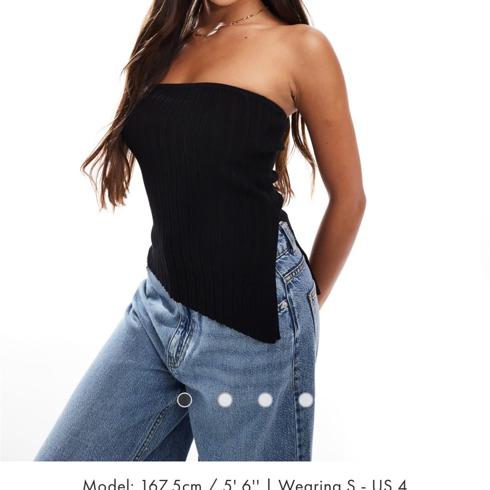 Bershka Black Ribbed Knit Strapless Tube Top
